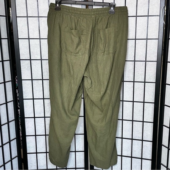 Old Navy Olive Green high waist slouchy linen blend pant 1 XL - Picture 5 of 10